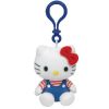 TY Beanie Baby - HELLO KITTY (BLUE OVERALLS) ( Plastic Key Clip ) (3 inch) (Mint)