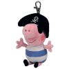 TY Beanie Baby - PIRATE GEORGE the Pig ( Metal Key Clip - UK Excl. - Peppa Pig ) (5 inch) (Mint)