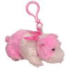 TY Pinkys - ROSA the Pink & White Guinea Pig ( Plastic Key Clip ) (4 inch) (Mint)