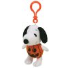 TY Beanie Baby - SNOOPY the PUMPKIN Dog ( Peanuts - Plastic Key Clip ) (4.5 inch) (Mint)