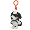 TY Beanie Baby - SNOOPY the VAMPIRE Dog ( Peanuts - Plastic Key Clip ) (4.5 inch) (Mint)