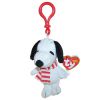 TY Beanie Baby - SNOOPY the WINTER Dog ( Red & White Scarf - Peanuts - Plastic Key Clip ) (4.5 inch)