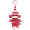 TY Beanie Baby - SOCK MONKEY (Pink Quilted) (Plastic Key Clip) (5.5 inch) (Mint)