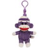 TY Beanie Baby - SOCK MONKEY (Purple Quilted) (Plastic Key Clip) (5.5 inch) (Mint)