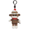 TY Beanie Baby - SOCKS the Sock Monkey (Brown) ( Plastic Key Clip ) (5.5 inch) (Mint)