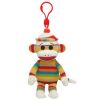 TY Beanie Baby - SOCKS the Sock Monkey (Stripes) (Plastic Key Clip) (5.5 inch) (Mint)