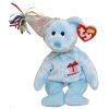 TY Beanie Baby - MARCH the Teddy Birthday Bear (w/ hat) (9.5 inch) (Mint)