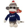 TY Beanie Baby - SOCK MONKEY (New York Shirt) (10 inch) (Mint)