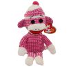 TY Beanie Baby - SOCK MONKEY (Pink Quilted) (8.5 inch) (Mint)