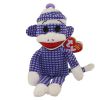 TY Beanie Baby - SOCK MONKEY (Purple Quilted) (8.5 inch) (Mint)