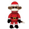 TY Beanie Baby - SOCK MONKEY (Santa - 8.5 inch) (Mint)