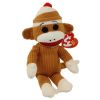 TY Beanie Baby - SOCKS the Sock Monkey (Tan Corduroy) (8.5 inch) (Mint)