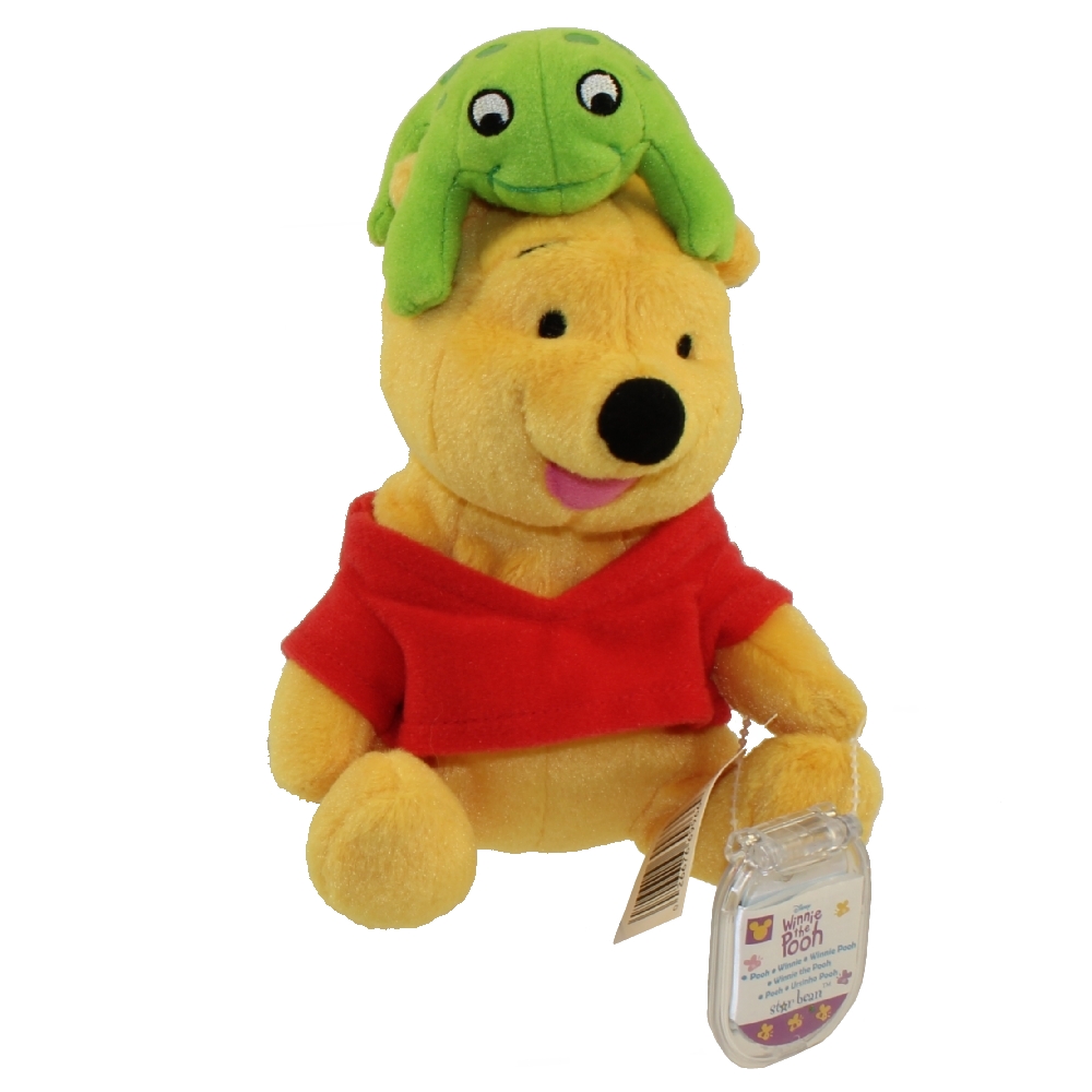 Disney Bean Bag Plush POOH with Frog on Head Winnie the Pooh