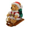 Disney Bean Bag Plush - POOH ON SLEIGH (Santa Costume) (Winnie the Pooh) (8 inch) (Mint)