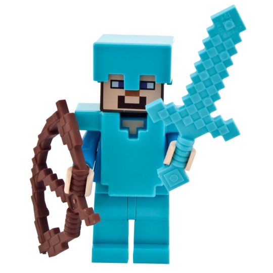 2x Lego Minecraft Steve One avec armure et épée argentées. -  France