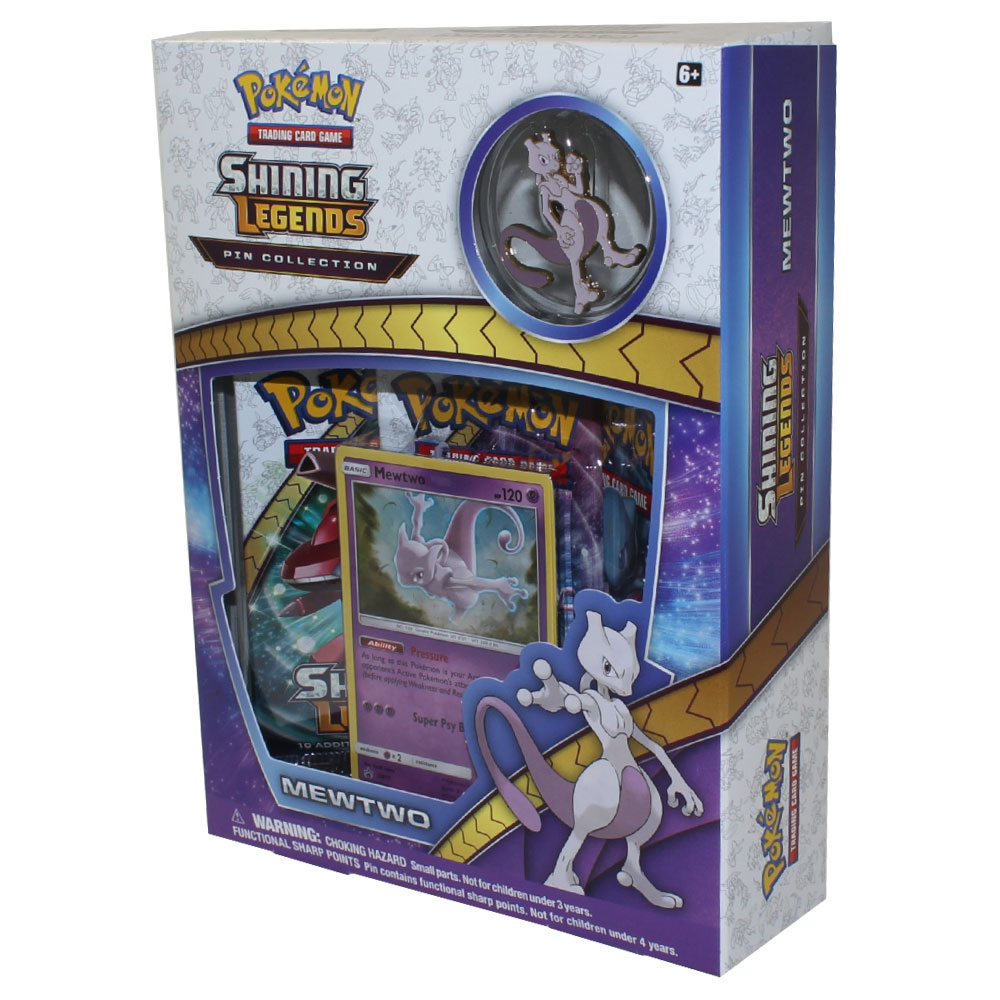 Pokemon Cards - Shining Legends Pin Box - MEWTWO (1 Foil, 1 Pin, 3 ...