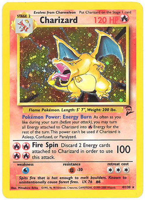 Pokemon Card - Base 2 Set 4/130 - CHARIZARD (holo-foil