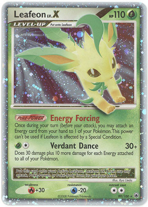 Pokemon Card = Leafeon LV.X = Majestic Dawn Holo 99/100 Ultra Rare