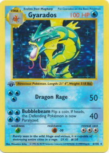 Most Expensive Pokemon Cards, First Edition Holo Gyarados 1999 Pokemon Card