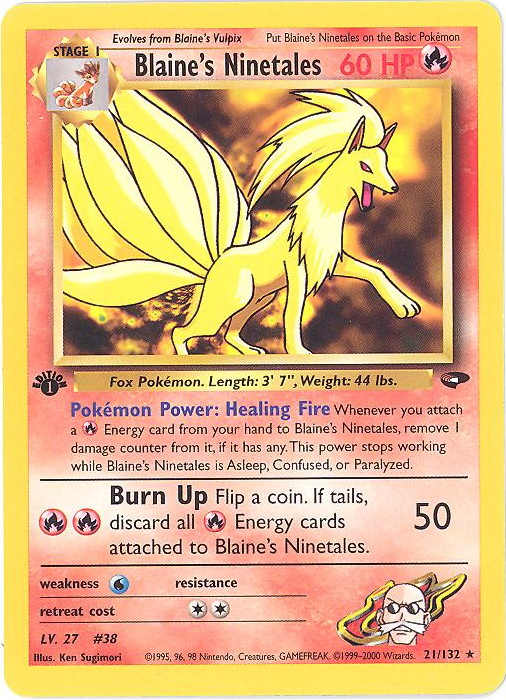 Pokemon Card - Gym Challenge 21/132 - BLAINE'S NINETALES (rare