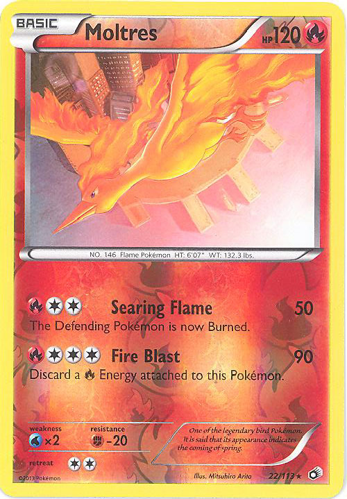 Pokemon Card - Legendary Treasures 22/113 - MOLTRES (reverse holo ...