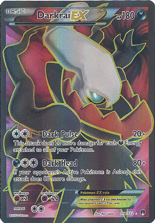 Pokemon Card - XY BREAKpoint 118/122 - DARKRAI EX (full art holo-foil ...