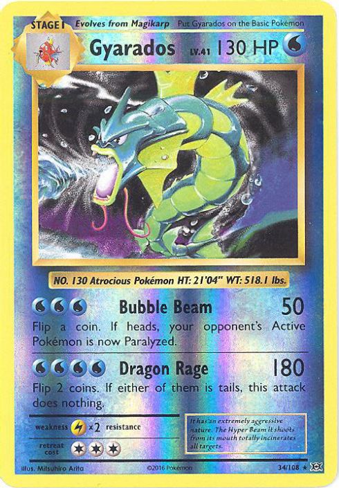 Pokemon Card - XY Evolutions 34/108 - GYARADOS (reverse holo-foil)