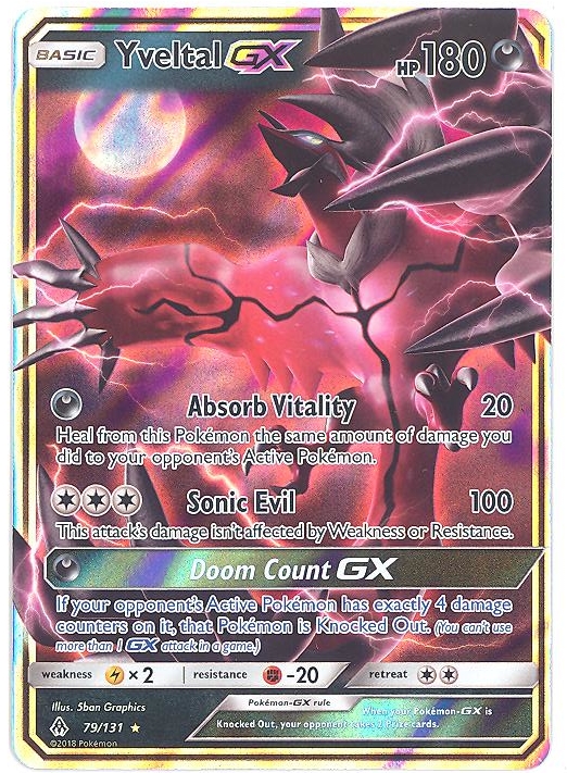 Pokemon Card - Sun & Moon Forbidden Light 79/131 - YVELTAL GX (holo ...