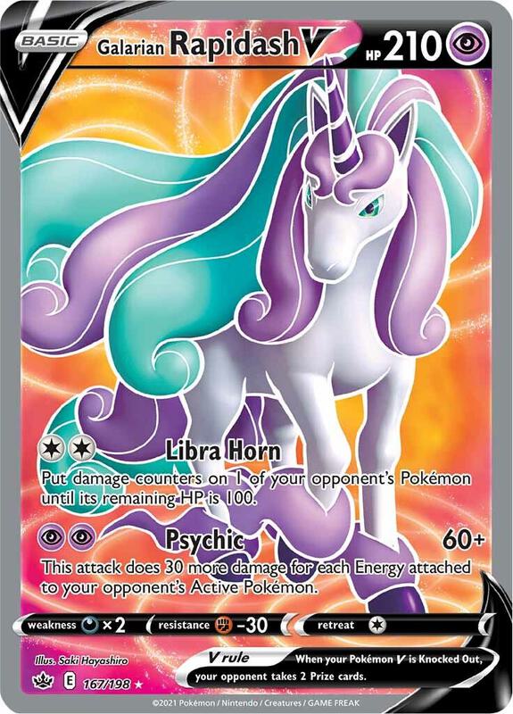 Pokemon Card - Chilling Reign 167/198 - GALARIAN RAPIDASH V (Full Art ...