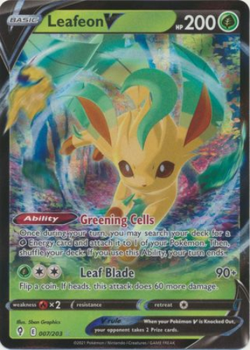 Pokemon Card - Evolving Skies 007/203 - LEAFEON V (Ultra Rare holo ...