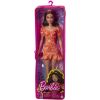 Mattel - Barbie FASHIONISTAS DOLL #182 (Brunette Hair, Headband, Orange Floral Dress & More) HBV16