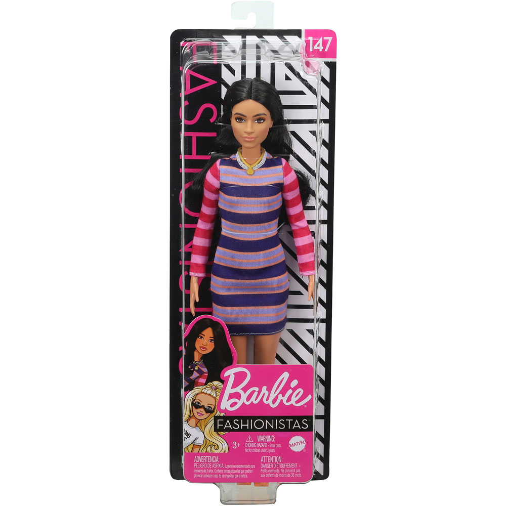 Mattel - Barbie FASHIONISTAS DOLL #147 (Long Brunette Hair, Purple/Pink ...