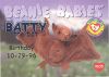 TY Beanie Babies BBOC Card - Series 1 Birthday (BLUE) - BATTY the Bat (Mint)