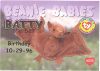 TY Beanie Babies BBOC Card - Series 1 Birthday (RED) - BATTY the Bat (Mint)