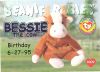 TY Beanie Babies BBOC Card - Series 1 Birthday (BLUE) - BESSIE the Cow (Mint)