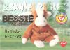 TY Beanie Babies BBOC Card - Series 1 Birthday (GOLD) - BESSIE the Cow (Mint)