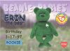 TY Beanie Babies BBOC Card - Series 1 Birthday (BLUE) - ERIN the Bear (Rookie) (Mint)