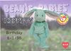 TY Beanie Babies BBOC Card - Series 1 Birthday (SILVER) - HIPPITY the Mint Bunny (Mint)