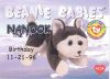 TY Beanie Babies BBOC Card - Series 1 Birthday (BLUE) - NANOOK the Husky (Mint)