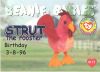 TY Beanie Babies BBOC Card - Series 1 Birthday (BLUE) - STRUT the Rooster (Mint)