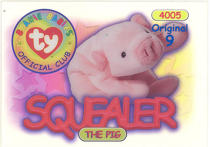 TY Beanie Babies BBOC Card - Series 1 Original 9 (BLUE) - SQUEALER The ...