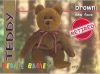 TY Beanie Babies BBOC Card - Series 1 Retired (RED) - TEDDY BROWN NEW FACE (Mint)