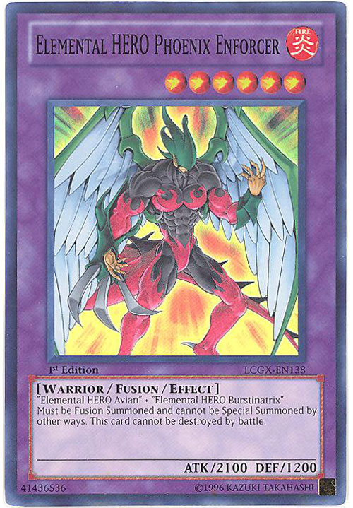 Yu-Gi-Oh Card - LCGX-EN138 - ELEMENTAL HERO PHOENIX ENFORCER (super rare  holo) (Mint)