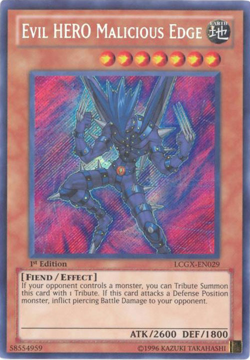 Yu-Gi-Oh Card - LCGX-EN029 - EVIL HERO MALICIOUS EDGE (secret rare holo ...